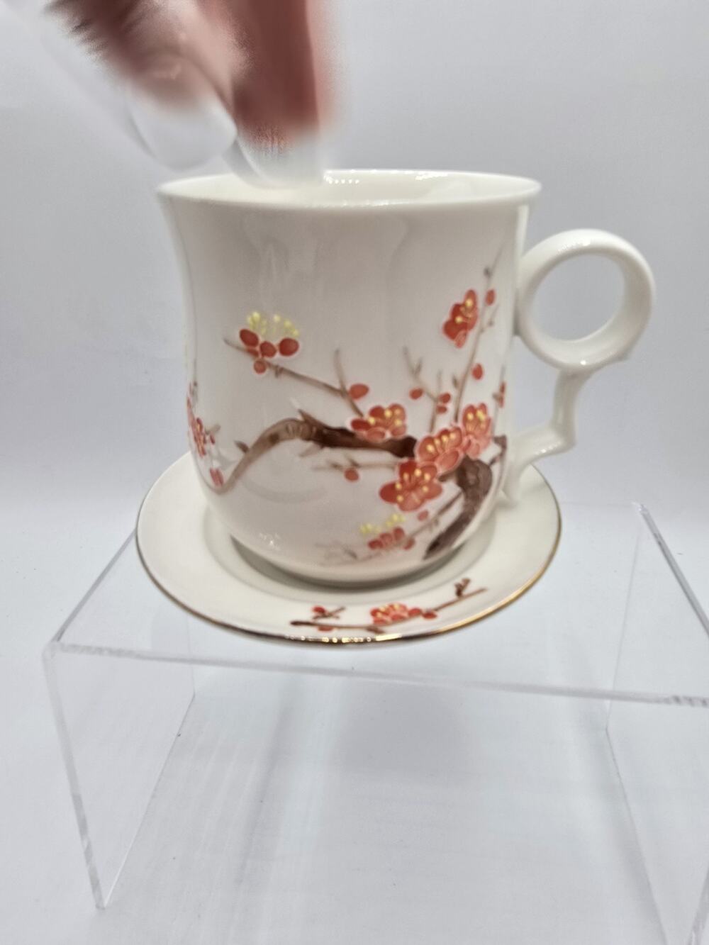 Teavana Cherry Blossom Tree Floral Ceramic Porcelain Tea Cup Coffee Mug Teacup
